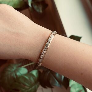 Elegant Gold and Sterling Silver 925 Tennis Bracelet 7.25 inches long